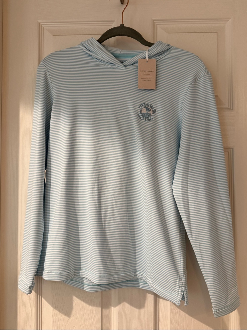 NWT! Peter Millar Pebble Beach Striped Hooded Pullover. Womens size M.